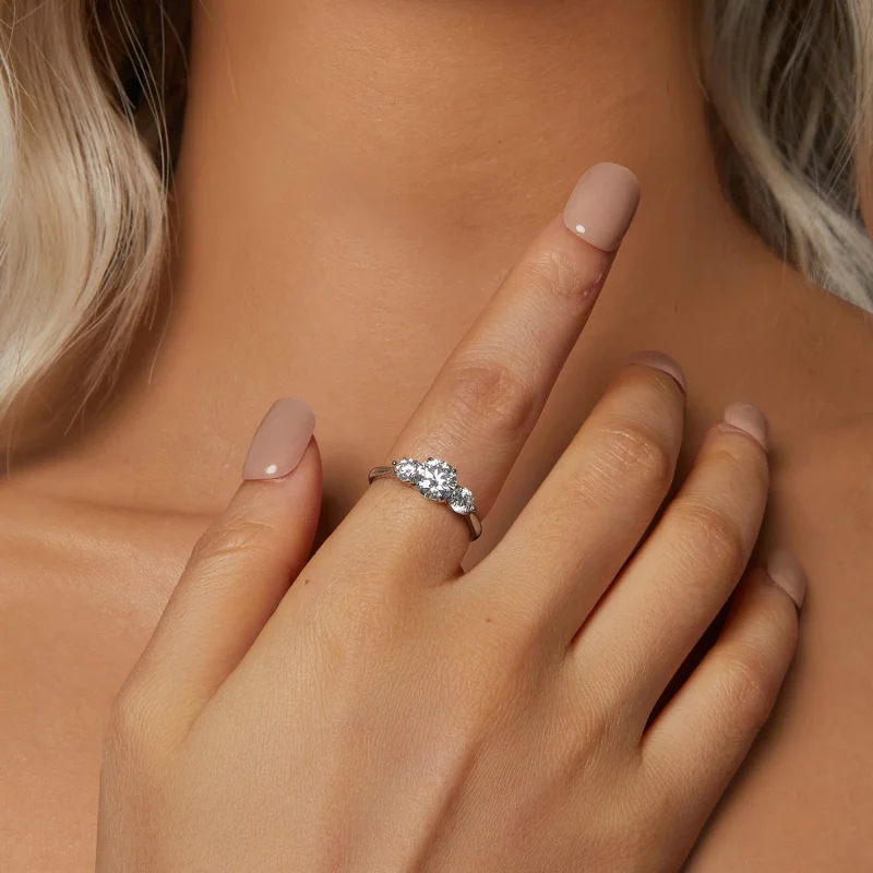 (Bild für) PANDORA Stil Romantischer 1ct Moissanit Offener Ring (mit einem Zertifikat) - MS - Ansicht 5