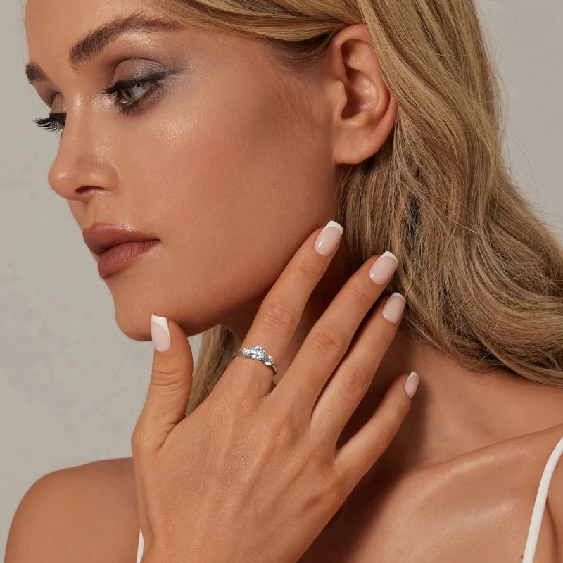 (Bild für) PANDORA Stil Romantischer 1ct Moissanit Offener Ring (mit einem Zertifikat) - MS - Ansicht 6