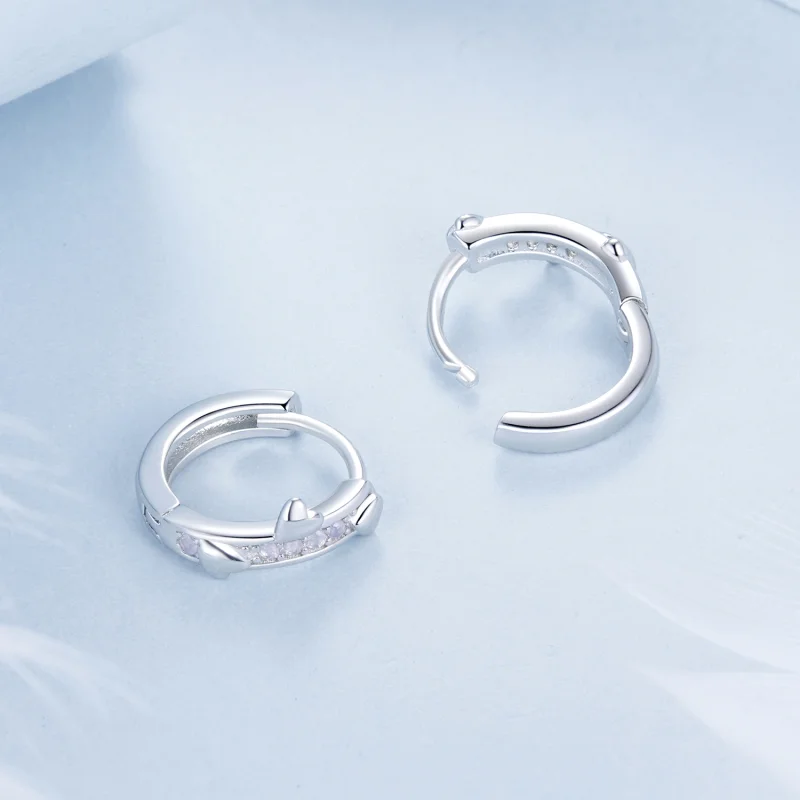 (Bild für) PANDORA-Stil Rosa Herz Ohrringe - BSE1018 - Ansicht 4