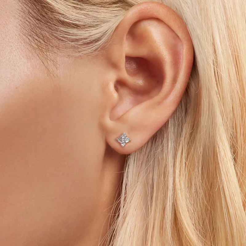 (Bild für) PANDORA Stil Vierblättriges Kleeblatt Moissanit Ohrringe (mit einem Zertifikat) - Ansicht 5