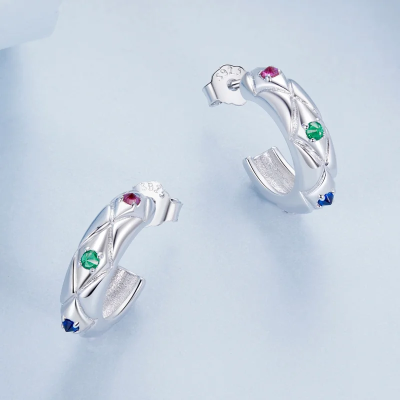 (Bild für) PANDORA-Stil Vintage-Diamantmuster Ohrringe - BSE1032 - Ansicht 3