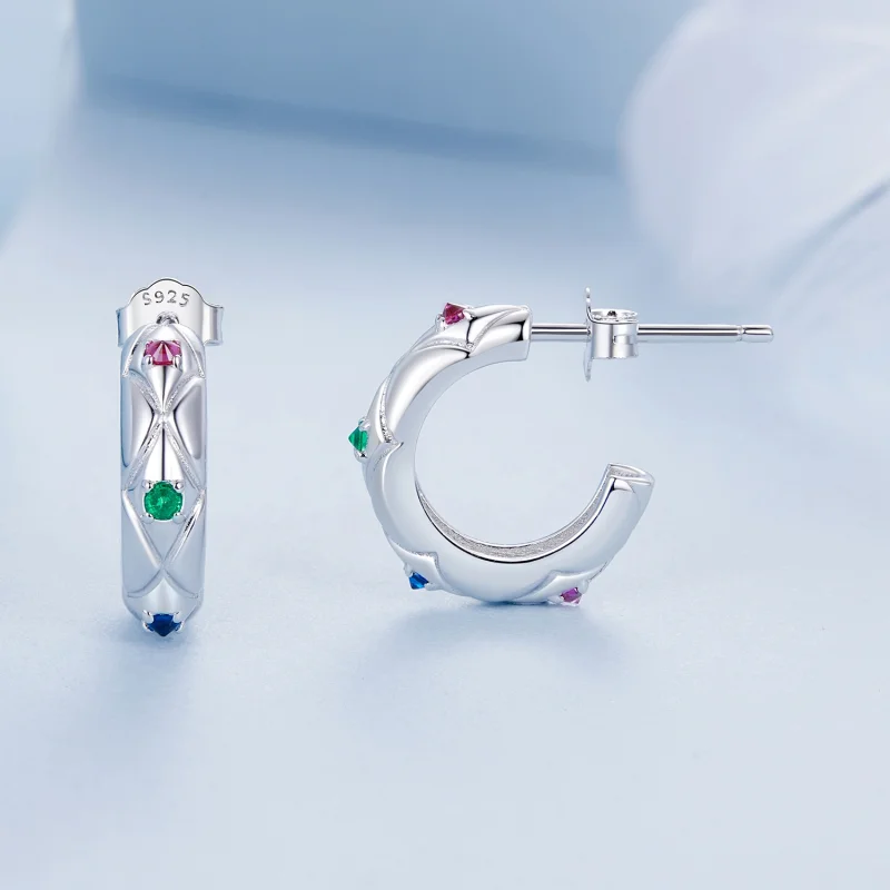 (Bild für) PANDORA-Stil Vintage-Diamantmuster Ohrringe - BSE1032 - Ansicht 4