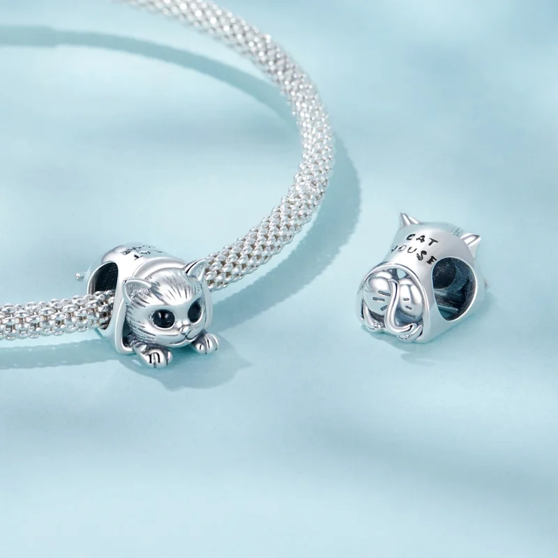 (Bild für) PANDORA Style Gemütliches Katzenhaus-Anhänger - SCC2797 - Ansicht 4