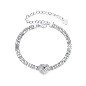 (Bild für) PANDORA Style Herz-Moissanit Geflochtenes Armband (mit einem Zertifikat) - MSB019