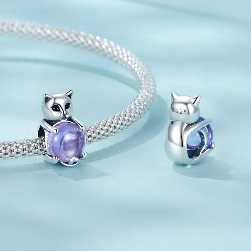 (Bild für) PANDORA Style Katzen-Glücksstein-Anhänger - SCC2796 - Ansicht 4