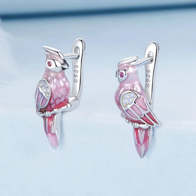 (Bild für) PANDORA Style Pink Parrot Earrings - BSE1005 - Ansicht 2