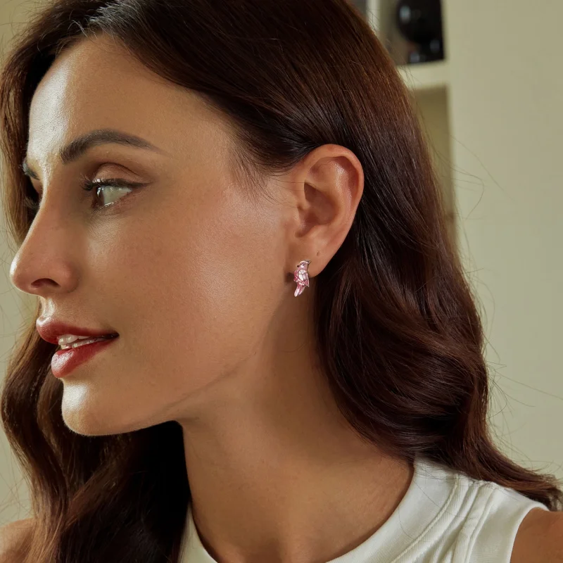 (Bild für) PANDORA Style Pink Parrot Earrings - BSE1005 - Ansicht 8