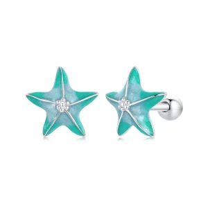 (Bild für) PANDORA Style Seestern Türkis Stecker Ohrringe - SCE1747