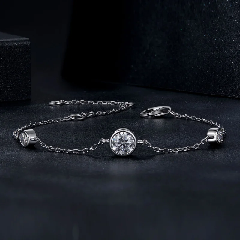 (Bild für) PANDORA Style Sternen-Moissanit-Armband (mit einem Zertifikat) - MSB018 - Ansicht 3