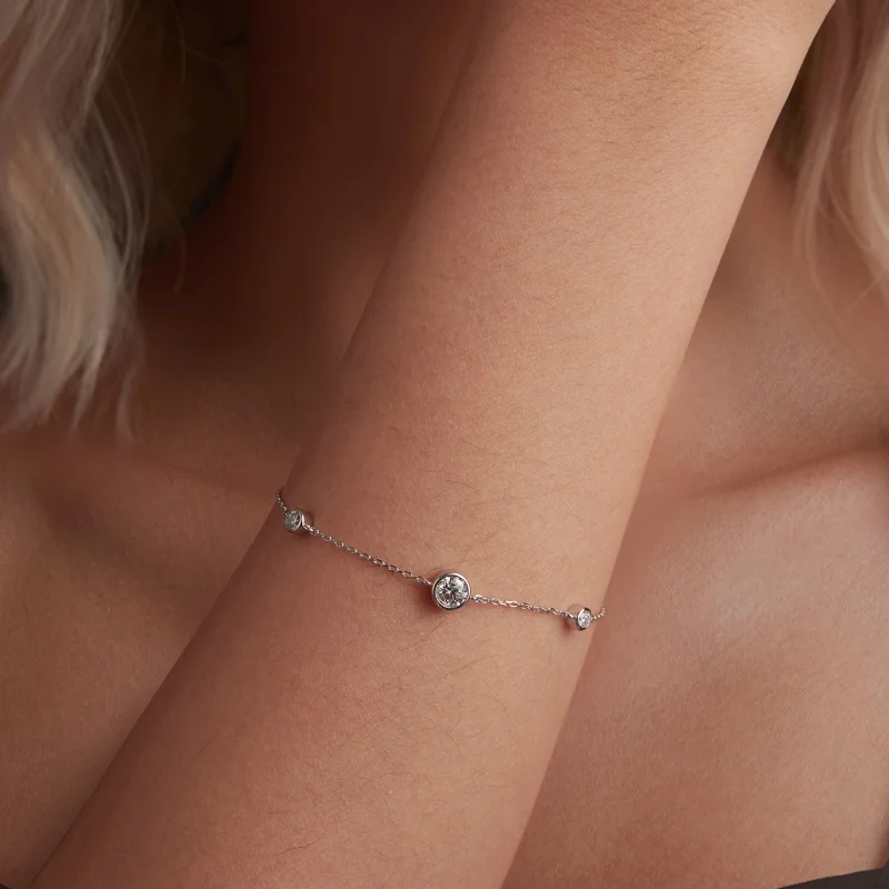 (Bild für) PANDORA Style Sternen-Moissanit-Armband (mit einem Zertifikat) - MSB018 - Ansicht 4