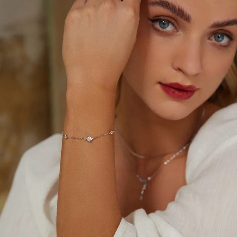 (Bild für) PANDORA Style Sternen-Moissanit-Armband (mit einem Zertifikat) - MSB018 - Ansicht 6