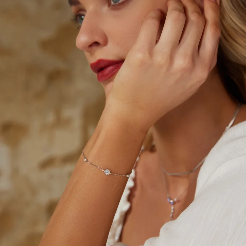 (Bild für) PANDORA Style Sternen-Moissanit-Armband (mit einem Zertifikat) - MSB018 - Ansicht 7