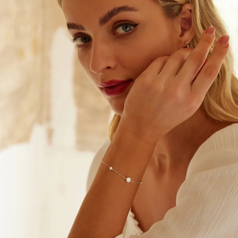 (Bild für) PANDORA Style Sternen-Moissanit-Armband (mit einem Zertifikat) - MSB018 - Ansicht 8