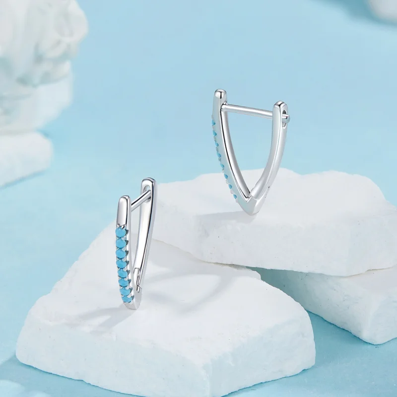 (Bild für) PANDORA Style V-förmige Türkis Ohrringe - BSE1020 - Ansicht 3