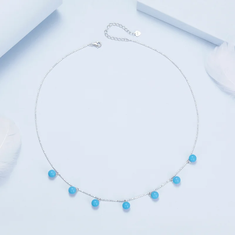 (Bild für) PANDORA Stil Blauer Türkis Schlüsselbein Kette - BSN405 - Ansicht 5