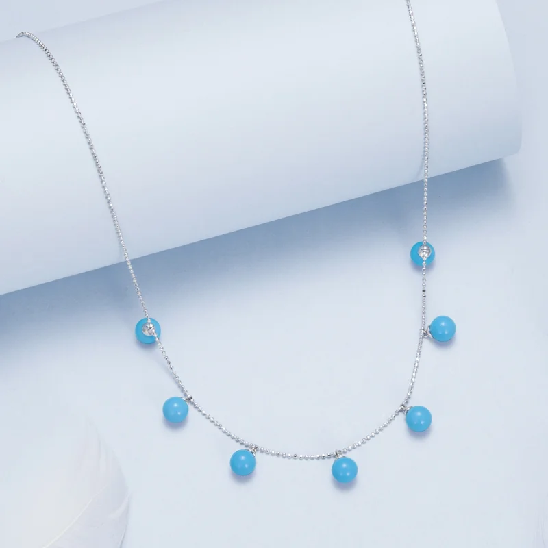 (Bild für) PANDORA Stil Blauer Türkis Schlüsselbein Kette - BSN405 - Ansicht 6