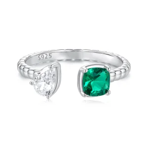 (Bild für) PANDORA Stil Doppelter Mittelstein Offener Ring - BSR580-E