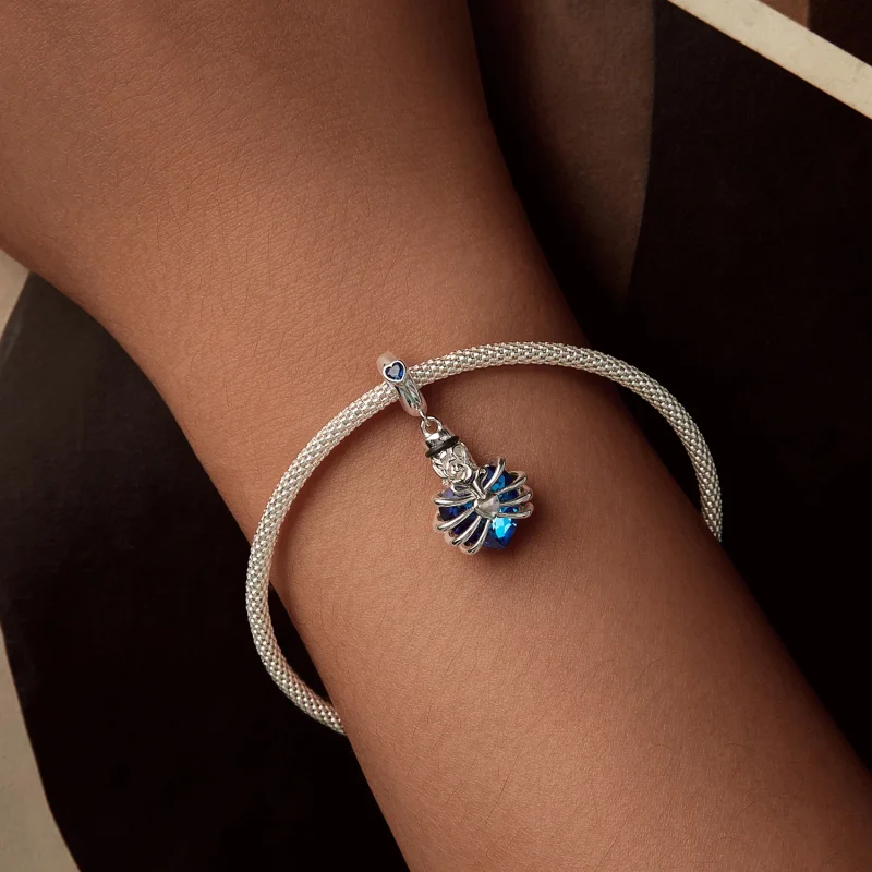 (Bild für) PANDORA Stil Gedenkrose Blaues Herz Anhänger - BSC105U-BU - Ansicht 5
