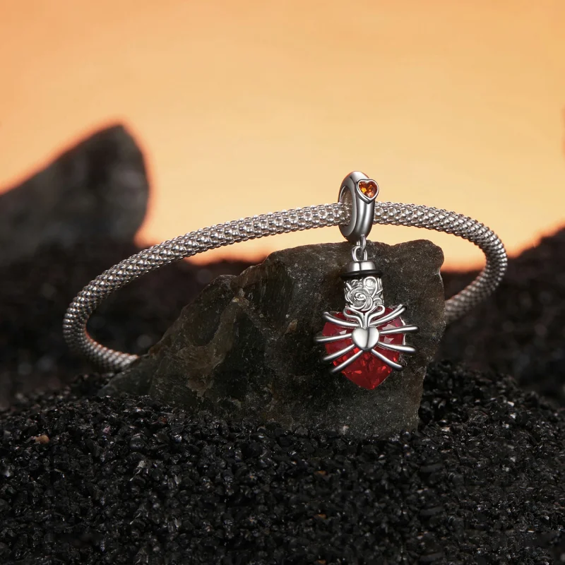 (Bild für) PANDORA Stil Gedenkrose Rot Herz Anhänger - BSC1058-RD - Ansicht 3
