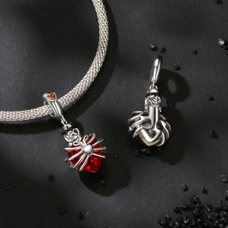 (Bild für) PANDORA Stil Gedenkrose Rot Herz Anhänger - BSC1058-RD - Ansicht 4