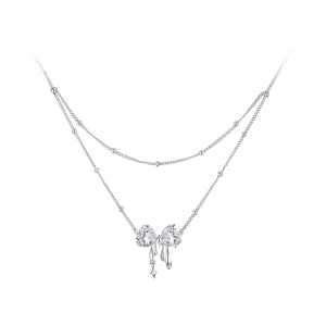 (Bild für) PANDORA Stil Glitzernde Schleifen Halskette Kette - BSN398