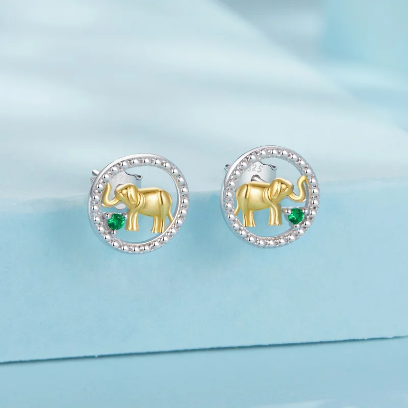 (Bild für) PANDORA Stil Gold Elefanten Ohrringe - SCE1794 - Ansicht 2