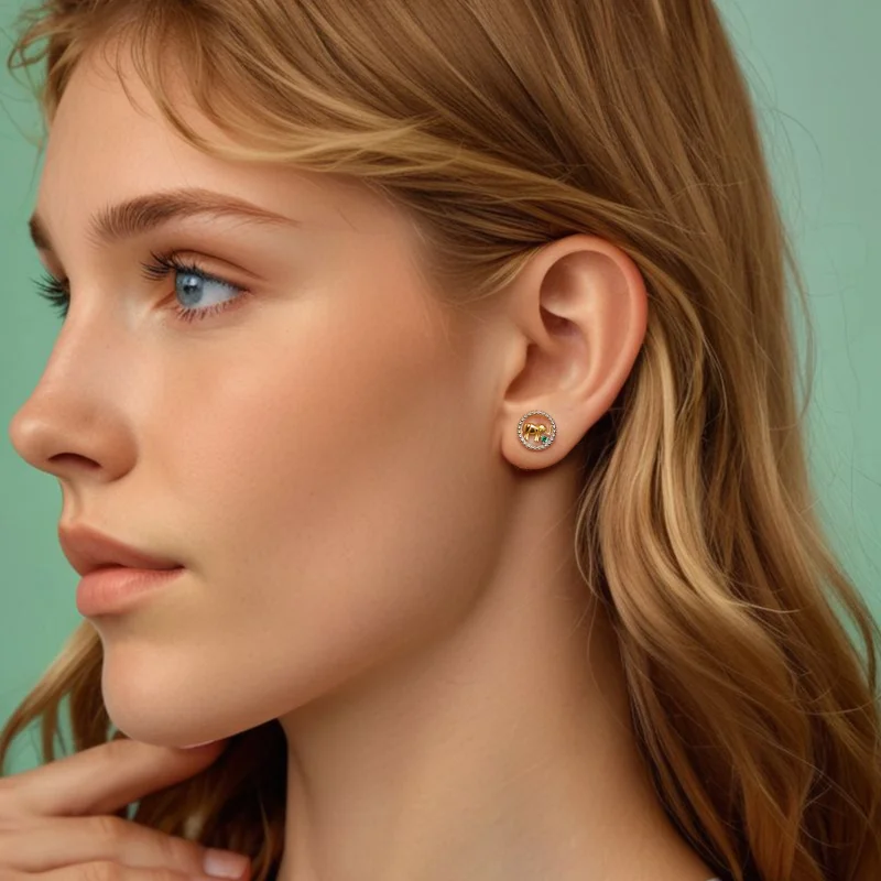 (Bild für) PANDORA Stil Gold Elefanten Ohrringe - SCE1794 - Ansicht 8