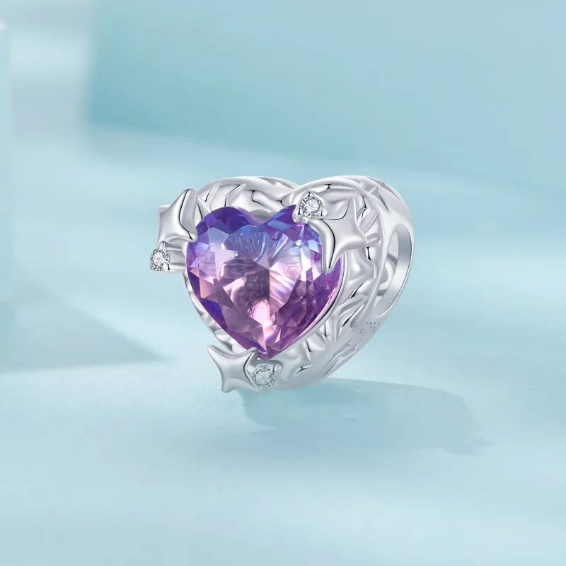 (Bild für) PANDORA Stil Lila-Rosa Farbverlauf Herz Charm - SCC2824 - Ansicht 2
