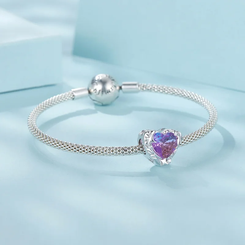 (Bild für) PANDORA Stil Lila-Rosa Farbverlauf Herz Charm - SCC2824 - Ansicht 5