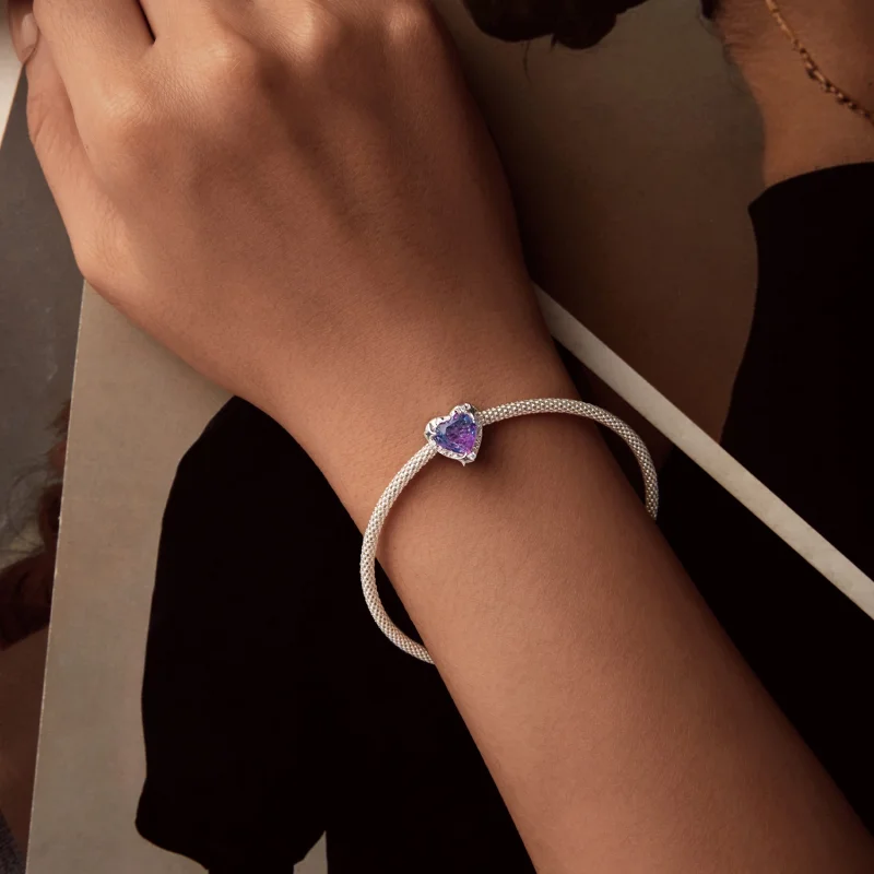 (Bild für) PANDORA Stil Lila-Rosa Farbverlauf Herz Charm - SCC2824 - Ansicht 6