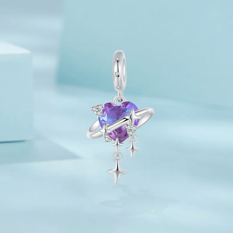 (Bild für) PANDORA Stil Lila und rosa Farbverlauf Sternenhimmel Anhänger - SCC2825 - Ansicht 2