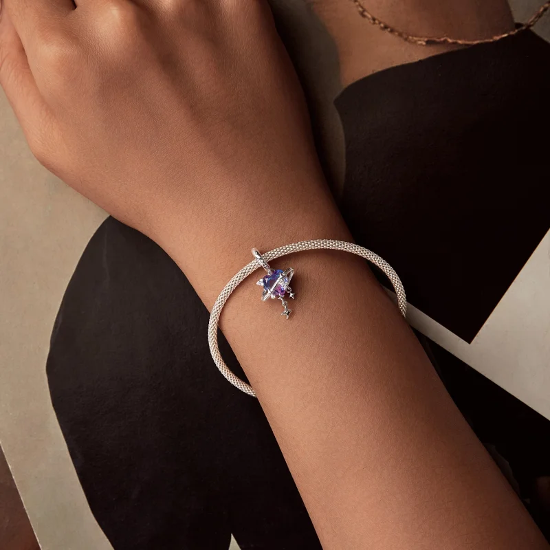 (Bild für) PANDORA Stil Lila und rosa Farbverlauf Sternenhimmel Anhänger - SCC2825 - Ansicht 5