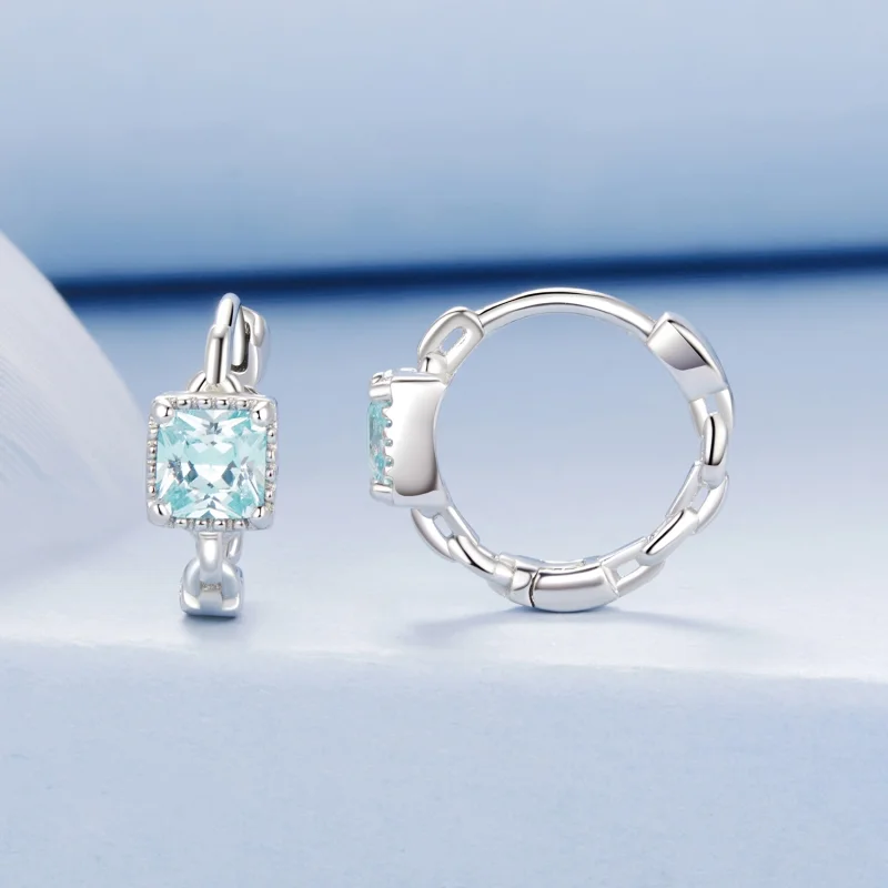 (Bild für) PANDORA Stil Marineblaue Prinzessin Quadrat Ohrringe - BSE1100 - Ansicht 2