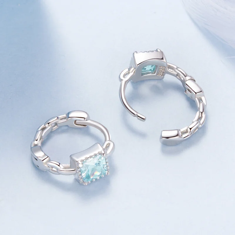 (Bild für) PANDORA Stil Marineblaue Prinzessin Quadrat Ohrringe - BSE1100 - Ansicht 3