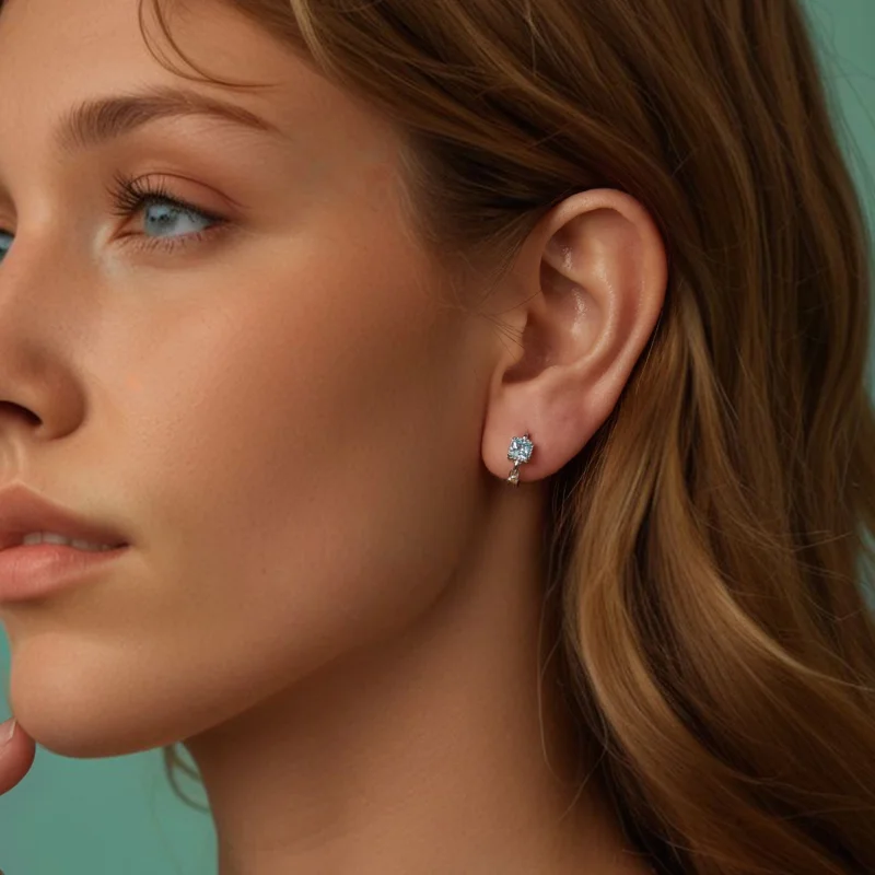 (Bild für) PANDORA Stil Marineblaue Prinzessin Quadrat Ohrringe - BSE1100 - Ansicht 6