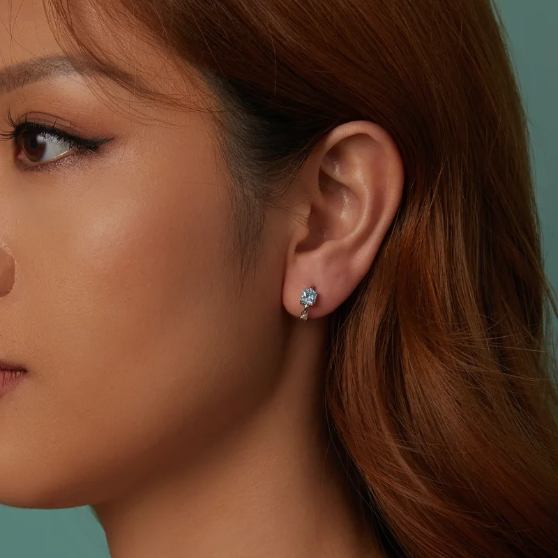 (Bild für) PANDORA Stil Marineblaue Prinzessin Quadrat Ohrringe - BSE1100 - Ansicht 8