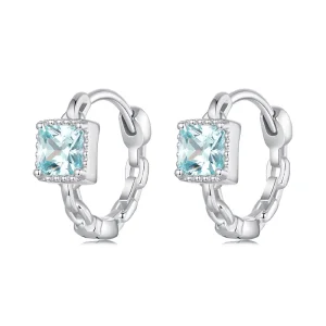 (Bild für) PANDORA Stil Marineblaue Prinzessin Quadrat Ohrringe - BSE1100