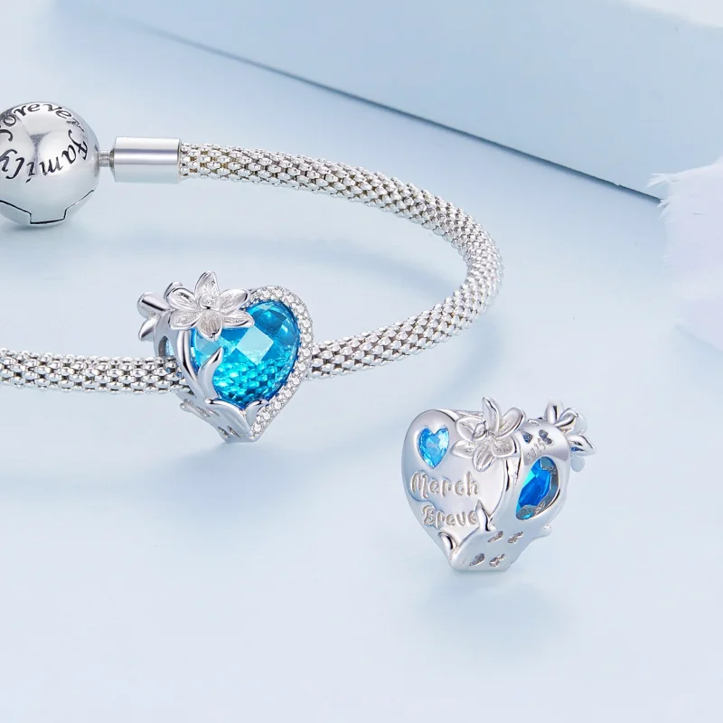 (Bild für) PANDORA Stil März Geburtsstein Herz-Anhänger - BSC660-3 - Ansicht 5