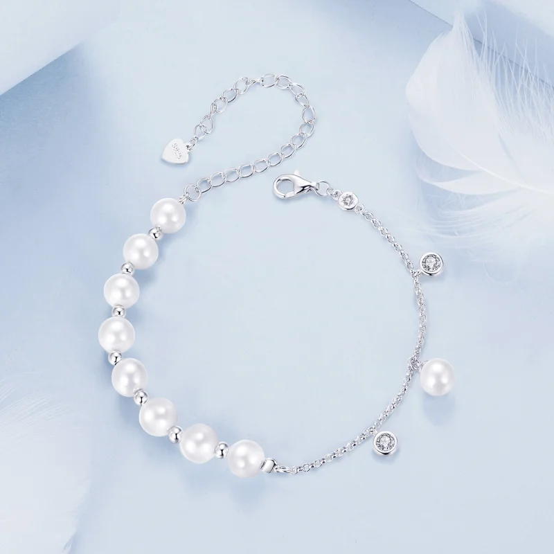 (Bild für) PANDORA Stil Muschelperlen-Quasten-Armband - BSB189 - Ansicht 4