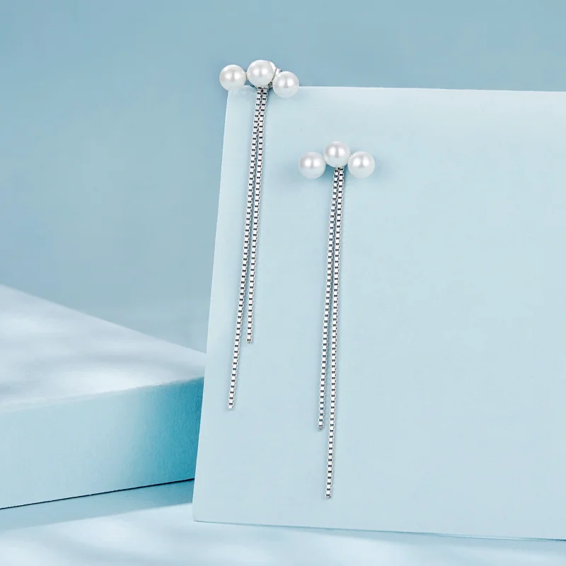 (Bild für) PANDORA Stil Muschelperlen Quasten Ohrringe - SCE1777 - Ansicht 2