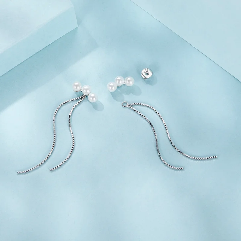 (Bild für) PANDORA Stil Muschelperlen Quasten Ohrringe - SCE1777 - Ansicht 3