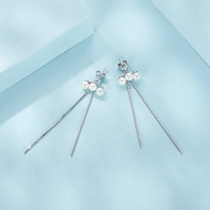(Bild für) PANDORA Stil Muschelperlen Quasten Ohrringe - SCE1777 - Ansicht 4