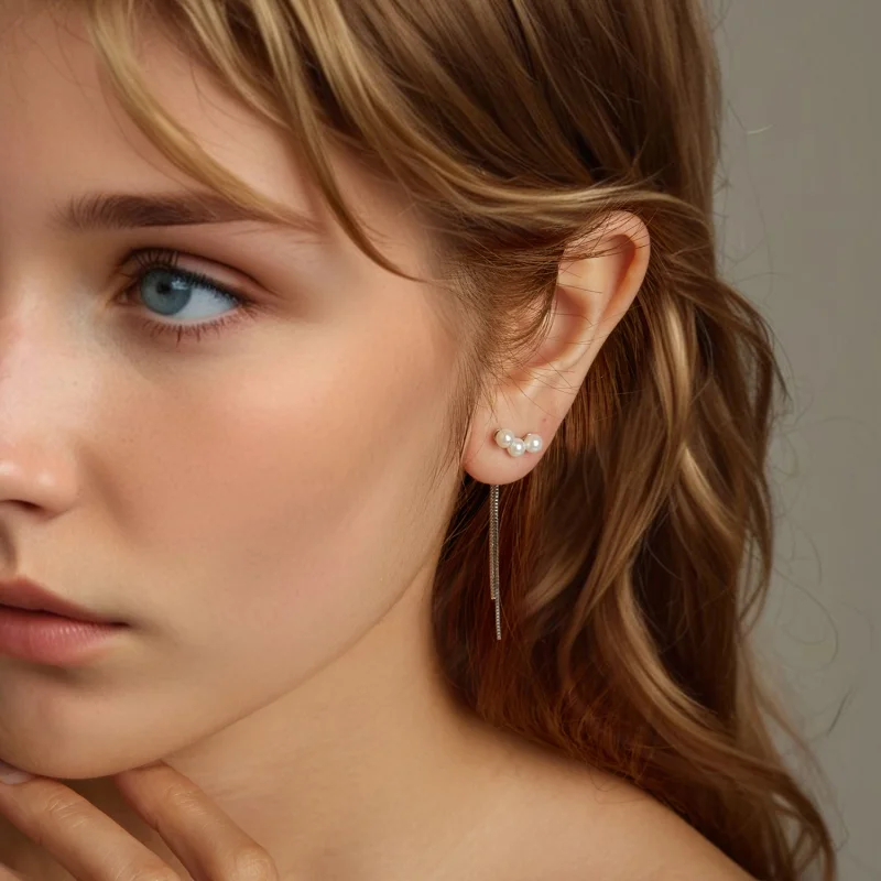 (Bild für) PANDORA Stil Muschelperlen Quasten Ohrringe - SCE1777 - Ansicht 8
