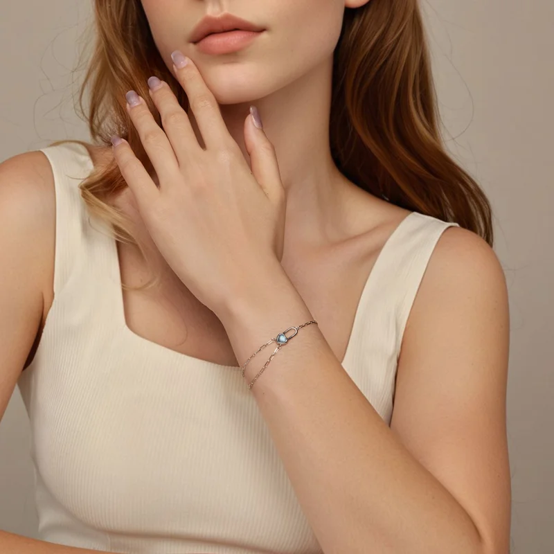 (Bild für) PANDORA Stil Natürlicher Aquamarin Armband - BSB191 - Ansicht 7