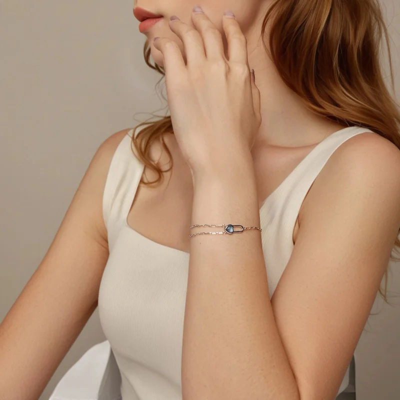 (Bild für) PANDORA Stil Natürlicher Aquamarin Armband - BSB191 - Ansicht 8