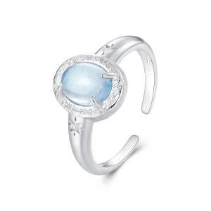 (Bild für) PANDORA Stil Natürlicher Aquamarin Offener Ring - BSR579-E