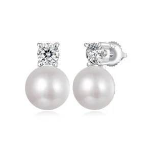 (Bild für) PANDORA Stil Naturperle 0,5 ct Moissanit Ohrringe - MSE042-L