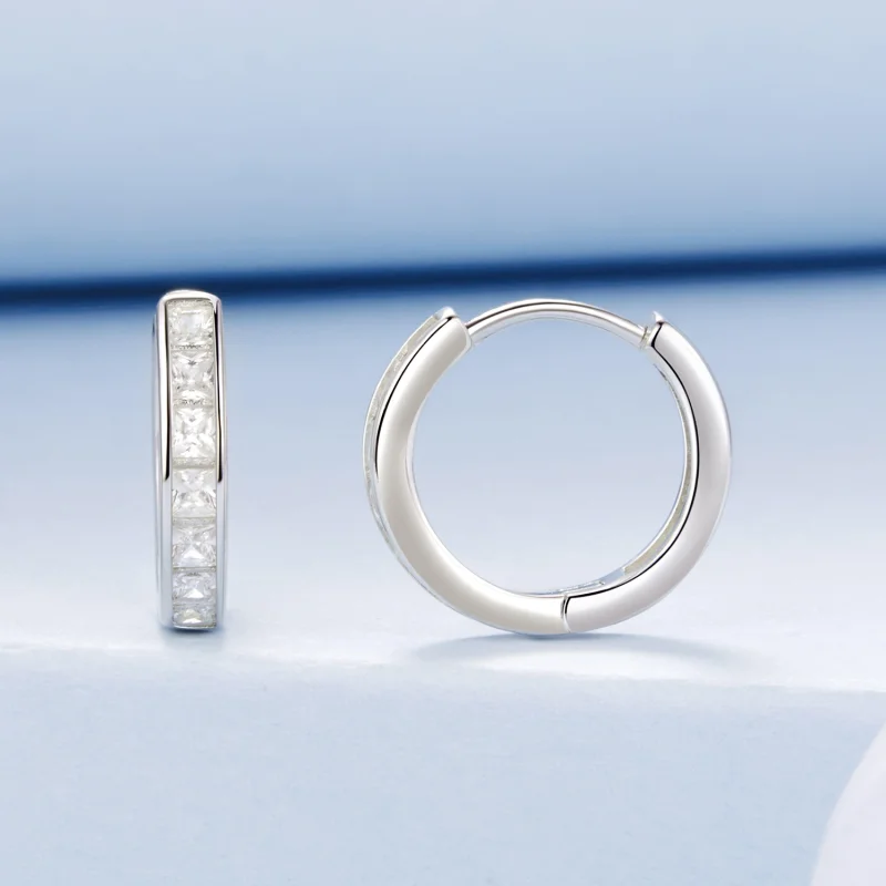 (Bild für) PANDORA Stil Prinzessin Quadrat Funkelnde Ohrringe - BSE1102 - Ansicht 2