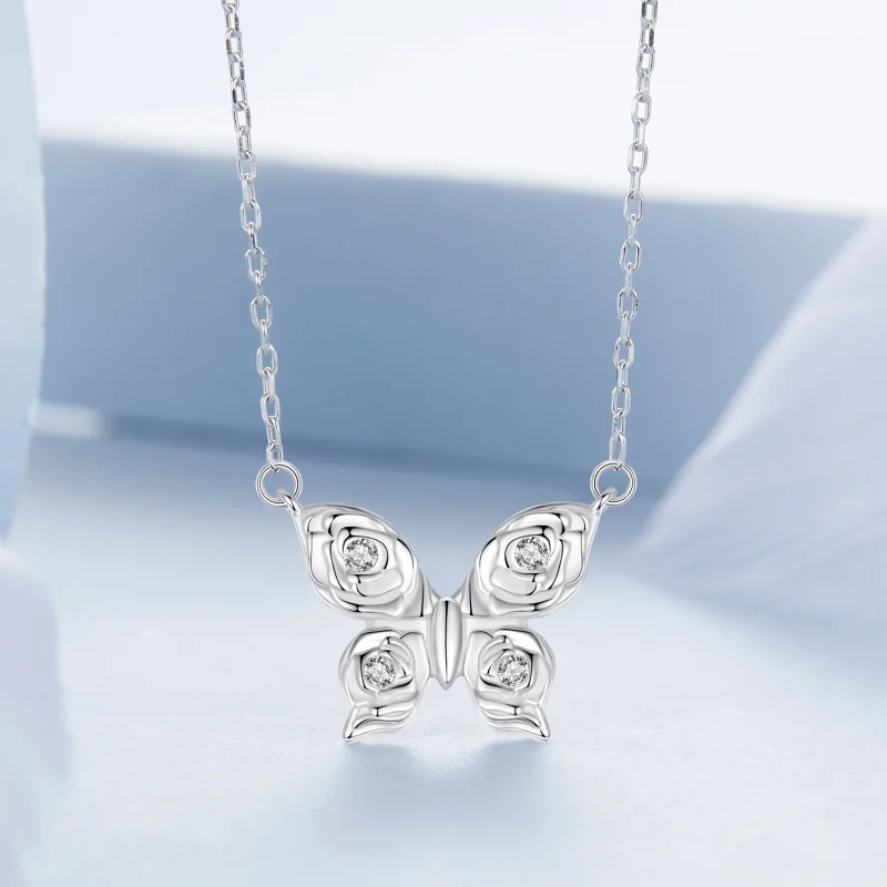 (Bild für) PANDORA Stil Rosen-Schmetterlings-Halskette - BSN396 - Ansicht 3