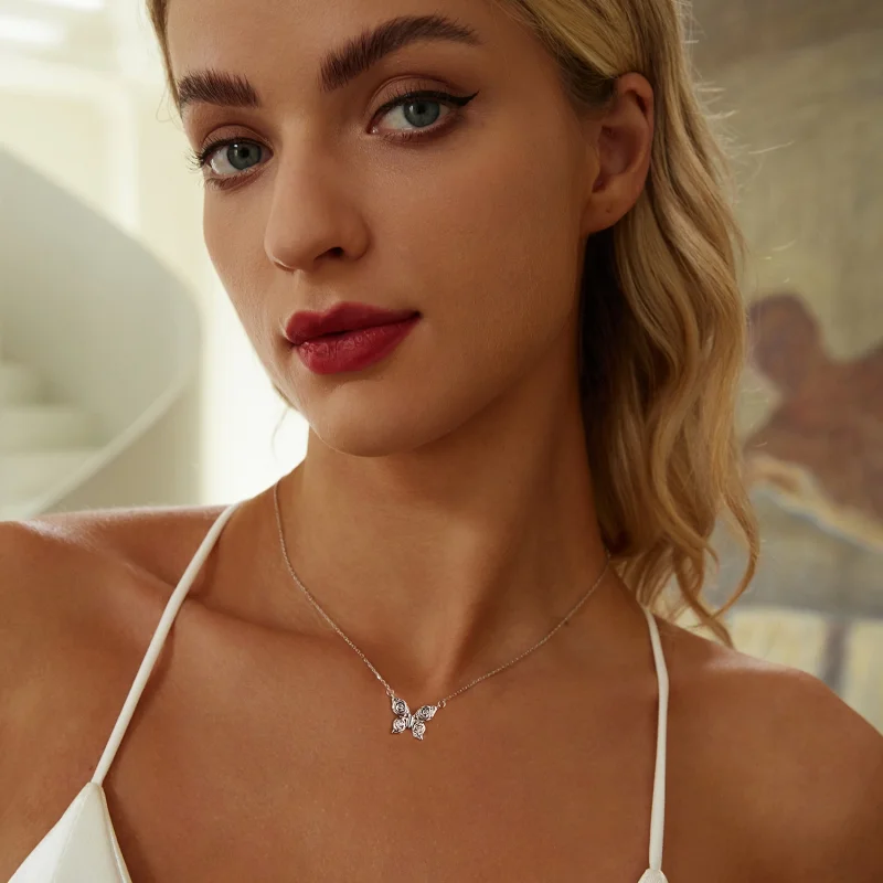 (Bild für) PANDORA Stil Rosen-Schmetterlings-Halskette - BSN396 - Ansicht 6